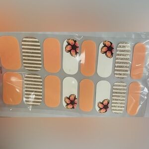 NEW Peach and White Floral Nail Wraps